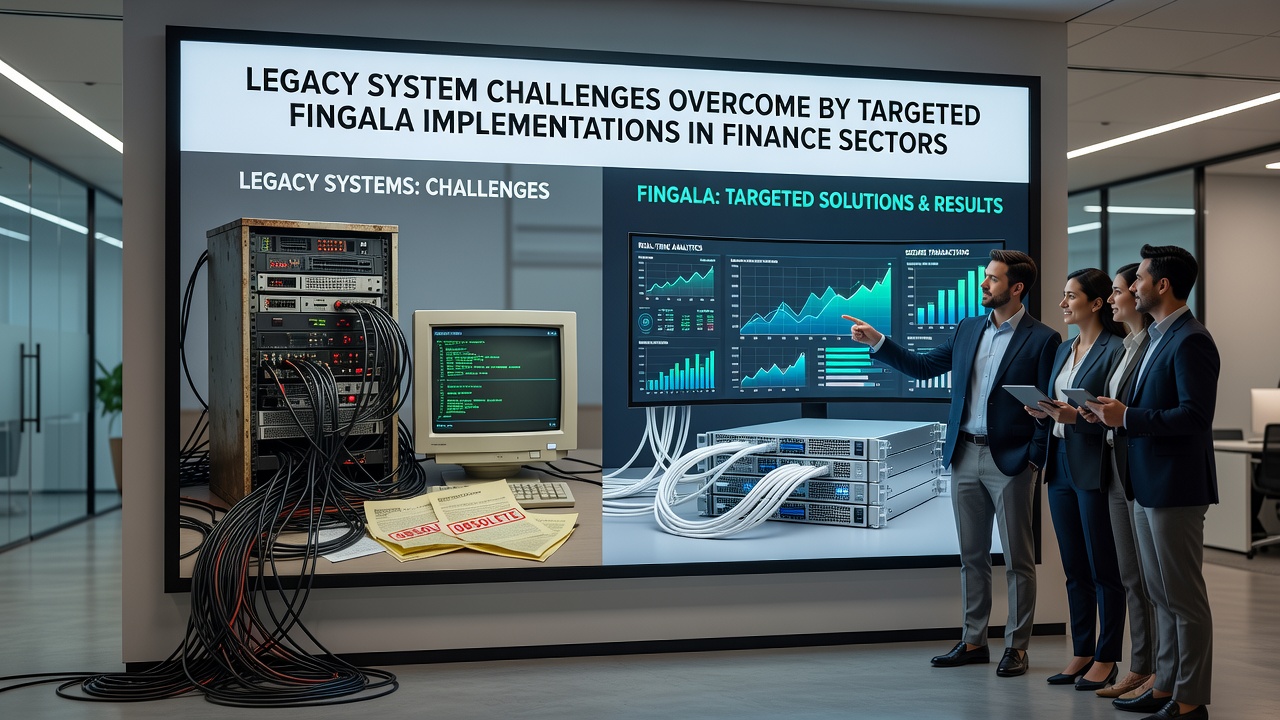 Dashboard view showing automated compliance reports generated through Fingala scripting on legacy financial data